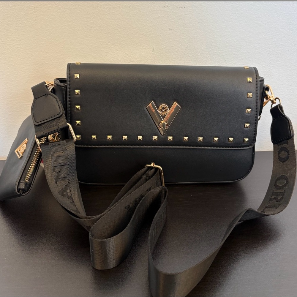 Black Studded Valentino Orlandi Crossbody Bag